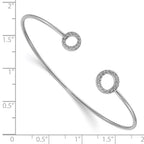 14k White Gold Polished Complete 1/4 carat Diamond Circles Flexible Cuff Bangle Bracelet