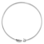14k White Gold Complete 1/4 carat Diamond Moon and Star Flexible Cuff Bangle Bracelet