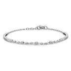 14k White Gold Complete 1/4 carat Diamond Half-Bangle 6.75 inch Bracelet with 0.5 inch Extender
