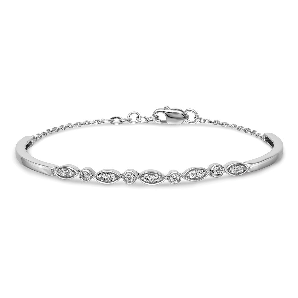 14k White Gold Complete 1/2 carat Diamond Half-Bangle 6.75 inch Bracelet with 0.5 inch Extender