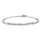 14k White Gold Complete 1/2 carat Diamond Half-Bangle 6.75 inch Bracelet with 0.5 inch Extender
