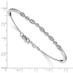 14k White Gold Complete 1/2 carat Diamond Half-Bangle 6.75 inch Bracelet with 0.5 inch Extender