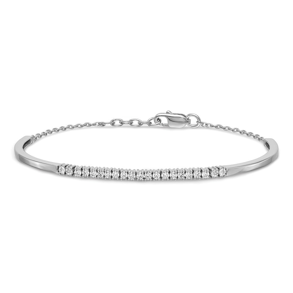 14k White Gold Complete 3/4 carat Diamond Half-Bangle 6.75 inch Bracelet with 0.5 inch Extender