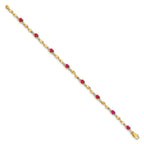 14k Complete Diamond and Oval Ruby Twisted Link 7 inch Bracelet