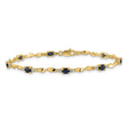 14k Complete Diamond and Oval Sapphire Twisted Link 7 inch Bracelet