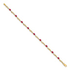 14k Complete Diamond and Oval Ruby Fancy Link 7.25 inch Bracelet