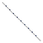 14k White Gold Complete Diamond and Oval Sapphire Fancy Link 7.25 inch Bracelet