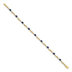 14k Complete Diamond and Oval Sapphire Fancy Link 7.25 inch Bracelet