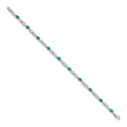 14k White Gold Complete Diamond and Oval Emerald Infinity Link 7.25 inch Bracelet