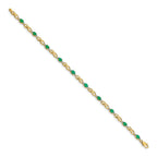 14k Complete Diamond and Oval Emerald Infinity Link 7.25 inch Bracelet