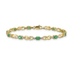 14k Complete Diamond and Oval Emerald Infinity Link 7.25 inch Bracelet