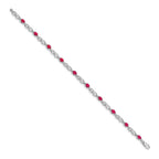 14k White Gold Complete Diamond and Oval Ruby Infinity Link 7.25 inch Bracelet