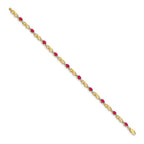 14k Complete Diamond and Oval Ruby Infinity Link 7.25 inch Bracelet