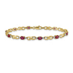 14k Complete Diamond and Oval Ruby Infinity Link 7.25 inch Bracelet