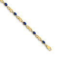 14k Complete Diamond and Oval Sapphire Infinity Link 7.25 inch Bracelet