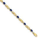 14k Complete Diamond and Oval Sapphire Infinity Link 7.25 inch Bracelet