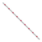 14k White Gold Complete Diamond and Oval Ruby X-design 7.25 inch Bracelet