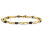 14k Complete Diamond and Oval Sapphire X-design 7.25 inch Bracelet