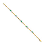 14k Complete Diamond and Oval Emerald Heart Design 7 inch Bracelet