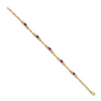 14k Complete Diamond and Oval Ruby Heart Design 7 inch Bracelet