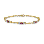 14k Complete Diamond and Oval Ruby Heart Design 7 inch Bracelet