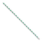 14k White Gold Complete Round Emerald Fancy Link 7 inch Bracelet