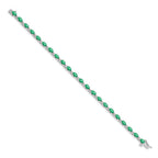 14k White Gold Complete Diamond and Oval Emerald 7 inch Bracelet
