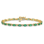 14k Complete Diamond and Oval Emerald 7 inch Bracelet