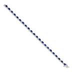 14k White Gold Complete Diamond and Oval Sapphire 7 inch Bracelet