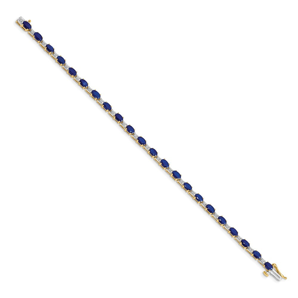 14k Complete Diamond and Oval Sapphire 7 inch Bracelet