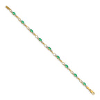 14k Complete Diamond and Oval Emerald Open Link 7 inch Bracelet