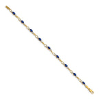 14k Complete Diamond and Oval Sapphire Open Link 7 inch Bracelet