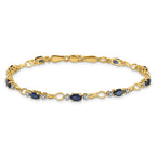 14k Complete Diamond and Oval Sapphire Open Link 7 inch Bracelet