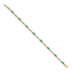 14k White Gold Complete Diamond and Oval Emerald 7.25 inch Bracelet