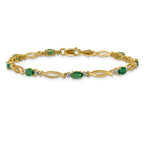 14k White Gold Complete Diamond and Oval Emerald 7.25 inch Bracelet