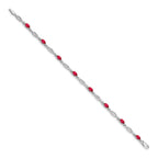 14k White Gold Complete Diamond and Oval Ruby 7.25 inch Bracelet