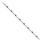 14k White Gold Complete Diamond and Oval Sapphire 7.25 inch Bracelet