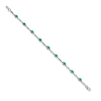 14k White Gold Complete Diamond and Oval Emerald 7.25 inch Bracelet