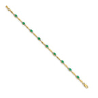 14k Complete Diamond and Oval Emerald 7.25 inch Bracelet