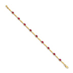 14k Complete Diamond and Oval Ruby 7.25 inch Bracelet