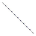 14k White Gold Complete Diamond and Oval Sapphire 7.25 inch Bracelet