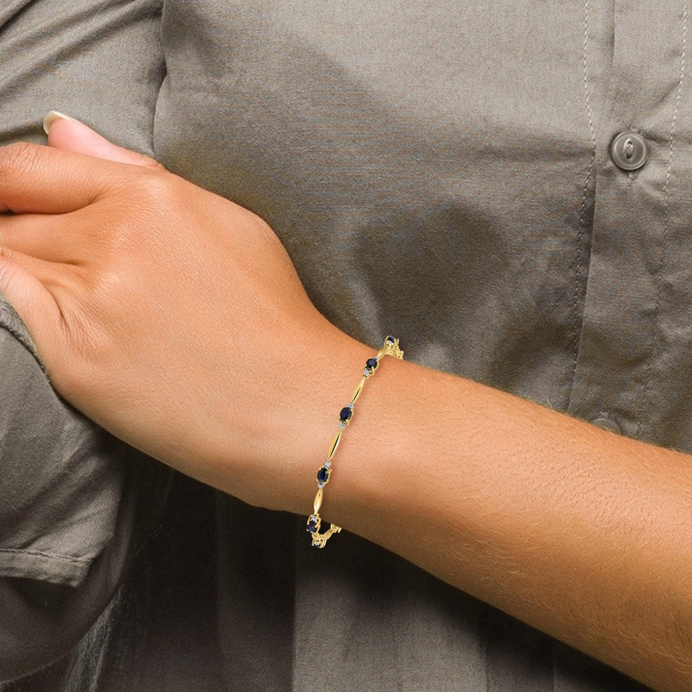 14k Complete Diamond and Oval Sapphire 7.25 inch Bracelet