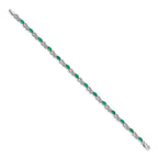 14k White Gold Complete Diamond and Oval Emerald Infinity 7.25 inch Bracelet