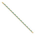 14k Complete Diamond and Oval Emerald Infinity 7.25 inch Bracelet