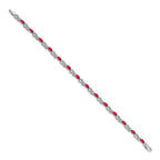 14k White Gold Complete Diamond and Oval Ruby Infinity 7.25 inch Bracelet