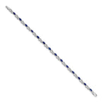 14k White Gold Complete Diamond and Oval Sapphire Infinity 7.25 inch Bracelet