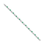 14k White Gold Complete Diamond and Round Emerald 7 inch Bracelet