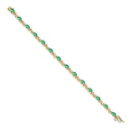 14k Complete Diamond and Oval Emerald Curved Link 7 inch Bracelet