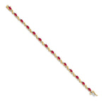 14k Complete Diamond and Oval Ruby Curved Link 7 inch Bracelet