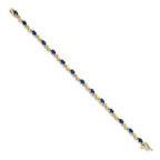 14k Complete Diamond and Oval Sapphire Curved Link 7 inch Bracelet